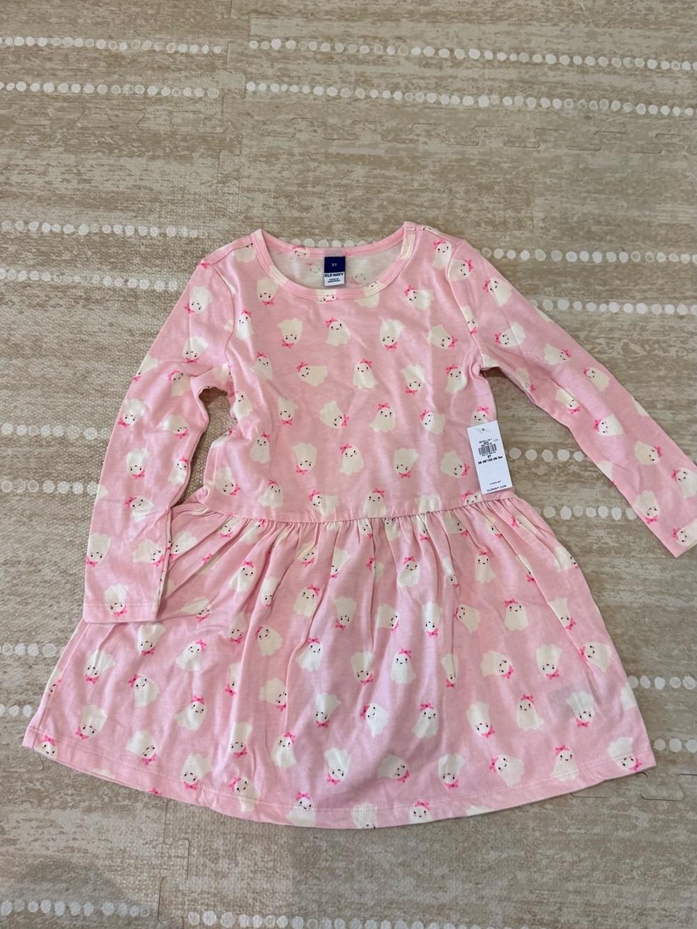 NWT Old Navy Pink ghosts long sleeve dress 3T